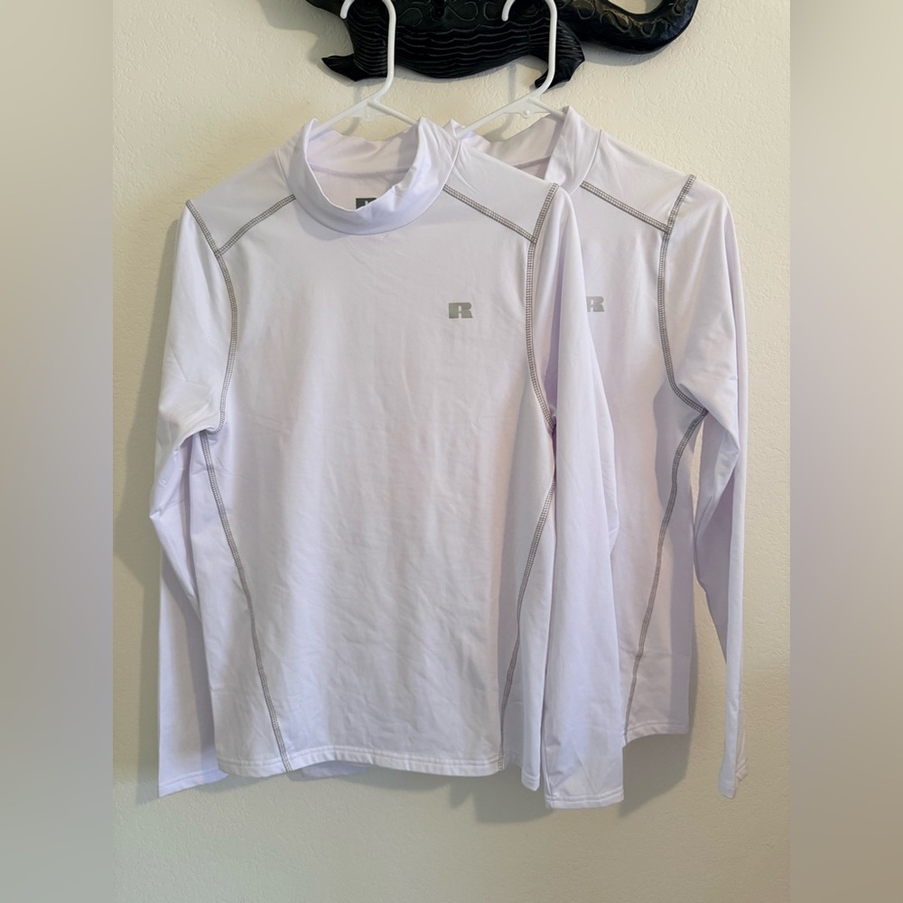 Russell Athletic White Compression Dri-Power Long Sleeve Tops (total of 2)